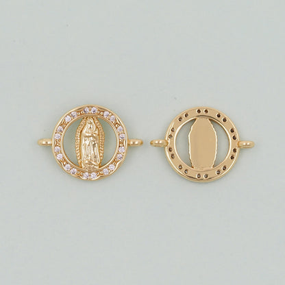 Gold Our Lady of Guadalupe Charms,18K Gold Filled virgin mary Pendant Charm Bracelet Necklace for DIY Jewelry Making Supply