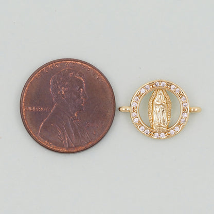 Gold Our Lady of Guadalupe Charms,18K Gold Filled virgin mary Pendant Charm Bracelet Necklace for DIY Jewelry Making Supply