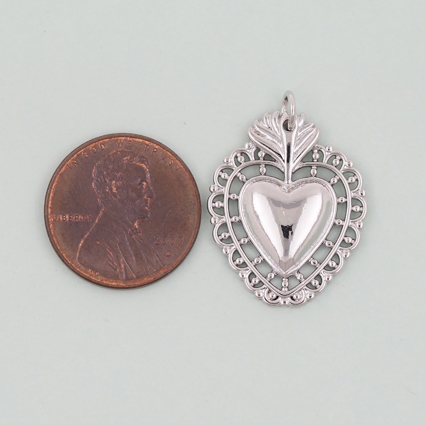 Gold sacred Heart Charms,18K Gold Filled Milagro Heart Pendant,Religious Charm Bracelet Necklace for DIY Jewelry Making Supply