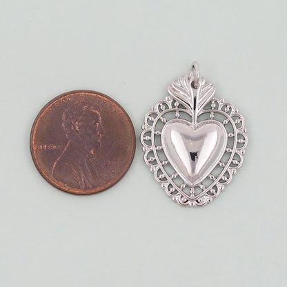 Gold sacred Heart Charms,18K Gold Filled Milagro Heart Pendant,Religious Charm Bracelet Necklace for DIY Jewelry Making Supply