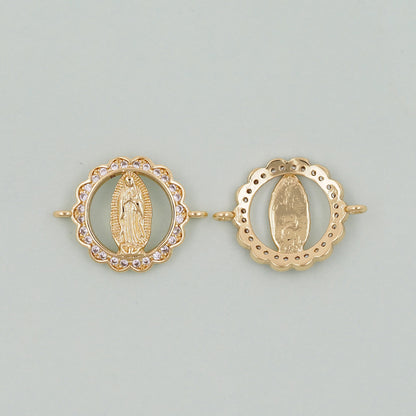 Gold Our Lady of Guadalupe Charms,18K Gold Filled virgin mary Pendant Charm Bracelet Necklace for DIY Jewelry Making Supply