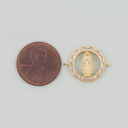 Gold Our Lady of Guadalupe Charms,18K Gold Filled virgin mary Pendant Charm Bracelet Necklace for DIY Jewelry Making Supply