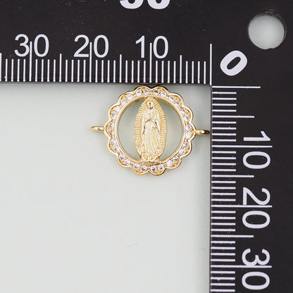 Gold Our Lady of Guadalupe Charms,18K Gold Filled virgin mary Pendant Charm Bracelet Necklace for DIY Jewelry Making Supply