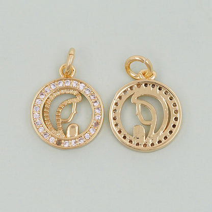 Gold Our Lady of Guadalupe Charms,18K Gold Filled virgin mary prayer Pendant Charm Bracelet Necklace for DIY Jewelry Making Supply