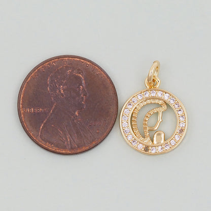 Gold Our Lady of Guadalupe Charms,18K Gold Filled virgin mary prayer Pendant Charm Bracelet Necklace for DIY Jewelry Making Supply