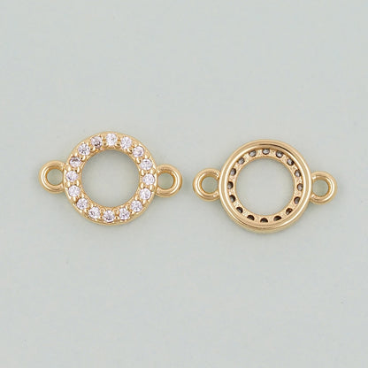 Gold Round Connector Charms,18K Gold Filled Round Pendant,Round Charm Bracelet Necklace for DIY Jewelry Making Supply