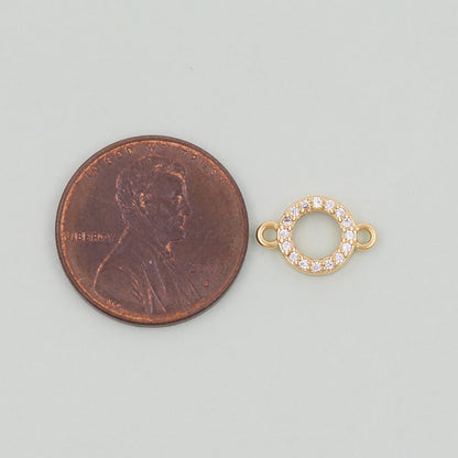 Gold Round Connector Charms,18K Gold Filled Round Pendant,Round Charm Bracelet Necklace for DIY Jewelry Making Supply