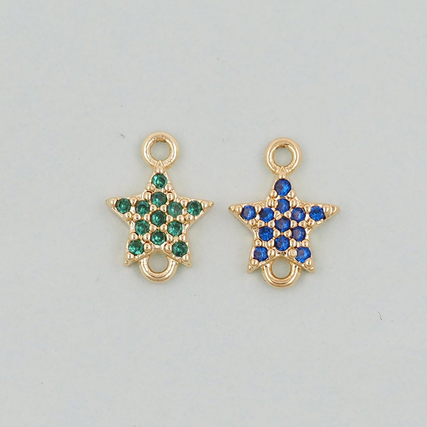 18K Gold Filled Star Pendant,CZ Micro Pave Star Charm Bracelet Necklace for DIY Jewelry Making Supply