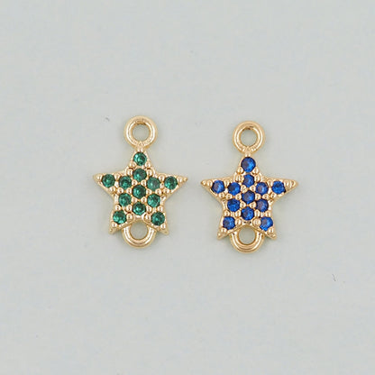 18K Gold Filled Star Pendant,CZ Micro Pave Star Charm Bracelet Necklace for DIY Jewelry Making Supply