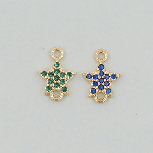 18K Gold Filled Star Pendant,CZ Micro Pave Star Charm Bracelet Necklace for DIY Jewelry Making Supply