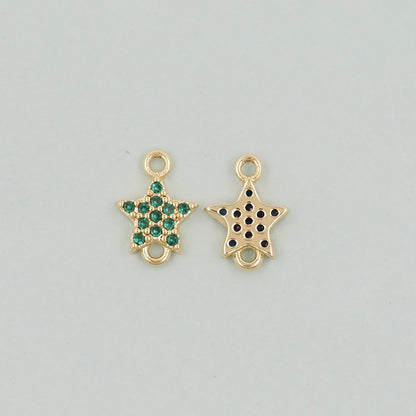 18K Gold Filled Star Pendant,CZ Micro Pave Star Charm Bracelet Necklace for DIY Jewelry Making Supply