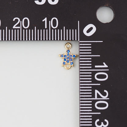 18K Gold Filled Star Pendant,CZ Micro Pave Star Charm Bracelet Necklace for DIY Jewelry Making Supply