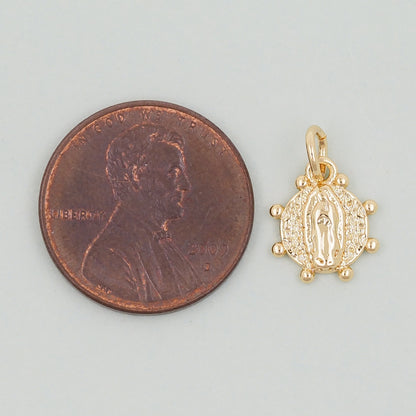 Gold Our Lady of Guadalupe Charms,18K Gold Filled virgin mary Pendant Charm Bracelet Necklace for DIY Jewelry Making Supply