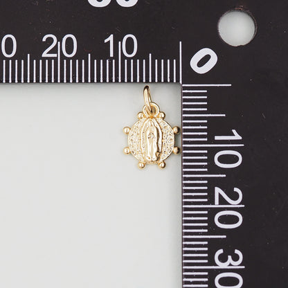 Gold Our Lady of Guadalupe Charms,18K Gold Filled virgin mary Pendant Charm Bracelet Necklace for DIY Jewelry Making Supply