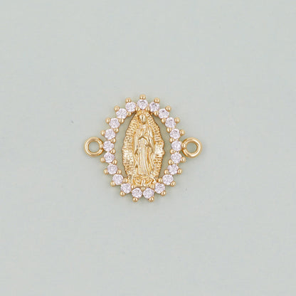 Gold Our Lady of Guadalupe Charms,18K Gold Filled virgin mary Pendant Charm Bracelet Necklace for DIY Jewelry Making Supply