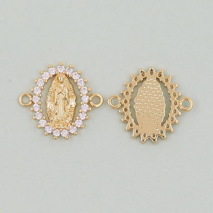 Gold Our Lady of Guadalupe Charms,18K Gold Filled virgin mary Pendant Charm Bracelet Necklace for DIY Jewelry Making Supply