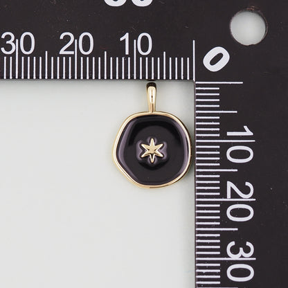 18K Gold Filled north star Pendant,Enamel Star Charm Bracelet Necklace for DIY Jewelry Making Supply