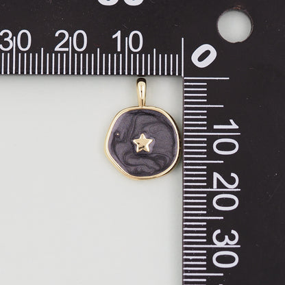 18K Gold Filled star Pendant,Enamel Star Charm Bracelet Necklace for DIY Jewelry Making Supply