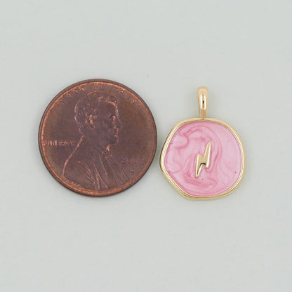 18K Gold Filled lightning Pendant,Enamel lightning Charm Bracelet Necklace for DIY Jewelry Making Supply