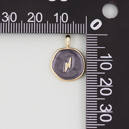 18K Gold Filled lightning Pendant,Enamel lightning Charm Bracelet Necklace for DIY Jewelry Making Supply