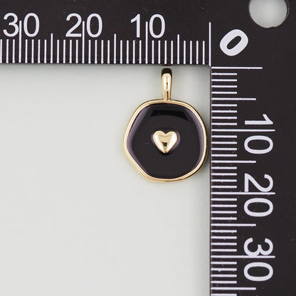 18K Gold Filled Heart Pendant,Enamel Heart Charm Bracelet Necklace for DIY Jewelry Making Supply