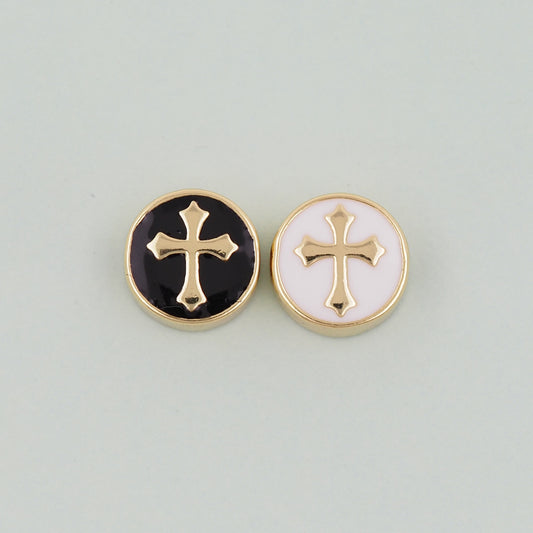 Gold Cross Beads Charms,18K Gold Filled Cross Bracelet Necklace for DIY Jewelry Making Supply hole 2mm