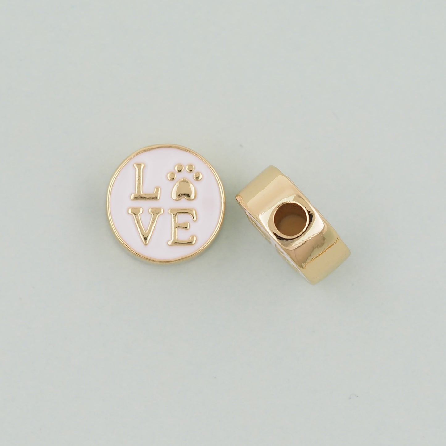 Gold Love Beads Charms,18K Gold Filled Cube Love Pendant,Love Charm Bracelet Necklace for DIY Jewelry Making Supply hole 3mm