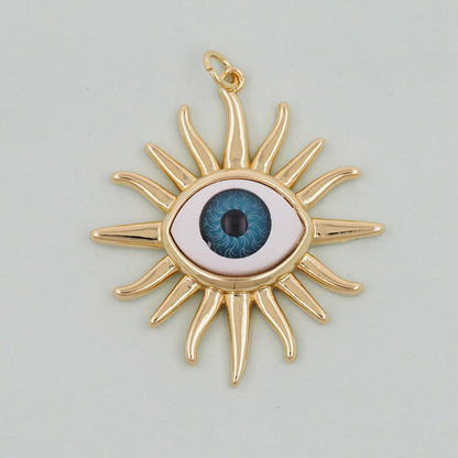 Gold Evil Eye Charms,18K Gold Filled Evil Eye Pendant,Sun Evil Eye Charm Bracelet Necklace for DIY Jewelry Making Supply