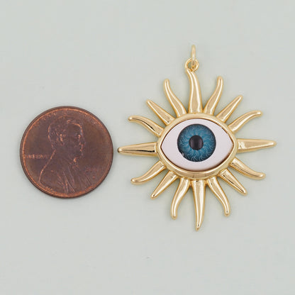 Gold Evil Eye Charms,18K Gold Filled Evil Eye Pendant,Sun Evil Eye Charm Bracelet Necklace for DIY Jewelry Making Supply