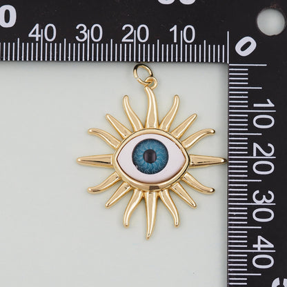 Gold Evil Eye Charms,18K Gold Filled Evil Eye Pendant,Sun Evil Eye Charm Bracelet Necklace for DIY Jewelry Making Supply