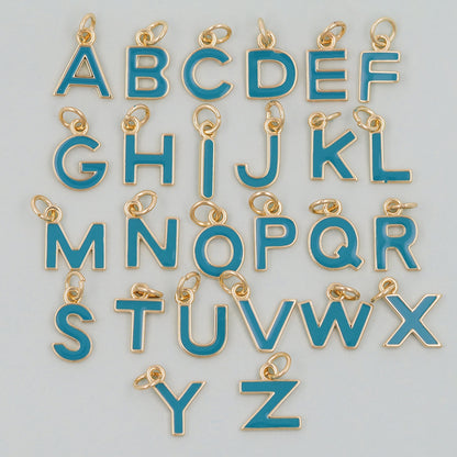 Gold letter Charms,18K Gold Filled letter Pendant,initial Charm Bracelet Necklace for DIY Jewelry Making Supply