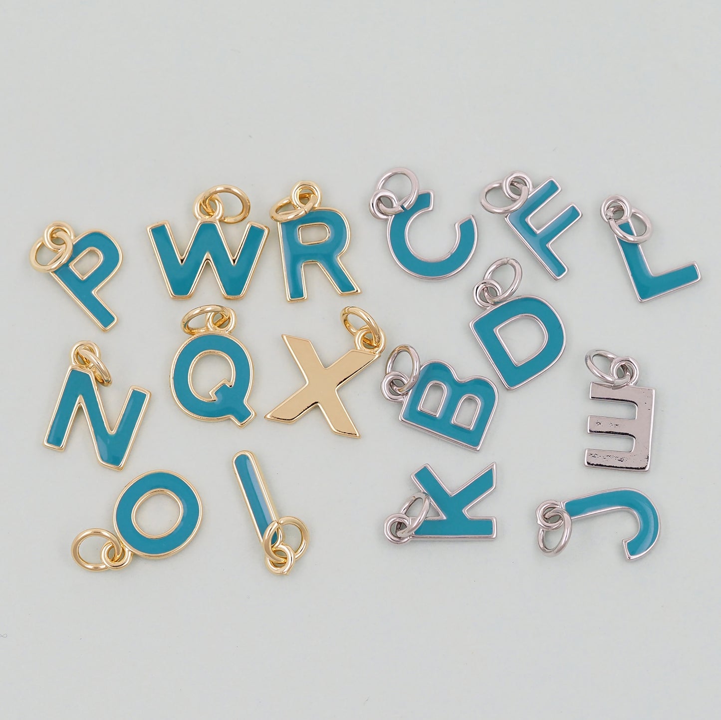Gold letter Charms,18K Gold Filled letter Pendant,initial Charm Bracelet Necklace for DIY Jewelry Making Supply