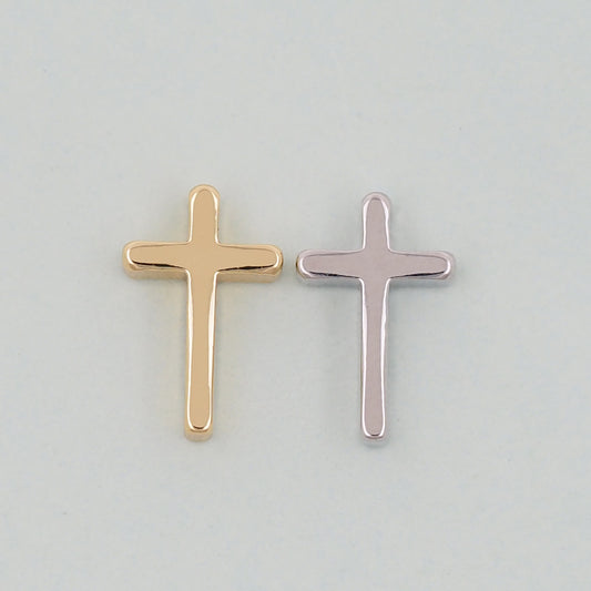 18K Gold Filled Cross Pendant,Cross Charm Bracelet Necklace for DIY Jewelry Making Supply
