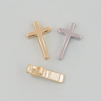 18K Gold Filled Cross Pendant,Cross Charm Bracelet Necklace for DIY Jewelry Making Supply