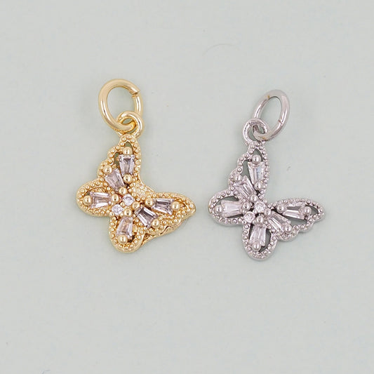 Gold Butterfly Charms,18K Gold Filled Butterfly Pendant,insect Charm Bracelet Necklace for DIY Jewelry Making Supply