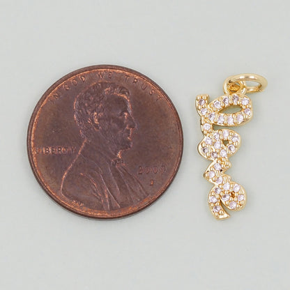 Gold letter Charms,18K Gold Fille Love Pendant,Love Charm Bracelet Necklace for DIY Jewelry Making Supply