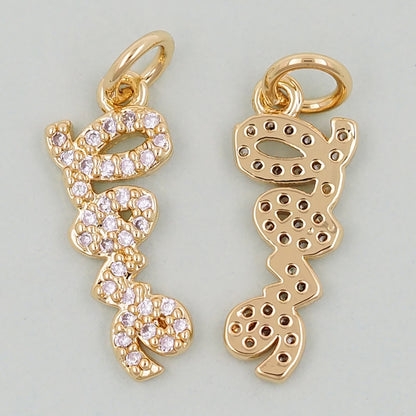 Gold letter Charms,18K Gold Fille Love Pendant,Love Charm Bracelet Necklace for DIY Jewelry Making Supply