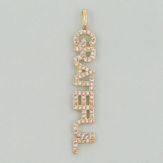 Gold letter Charms,18K Gold Fille grateful Pendant,grateful Charm Bracelet Necklace for DIY Jewelry Making Supply