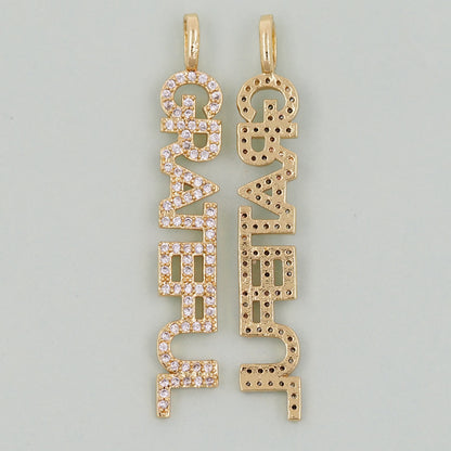 Gold letter Charms,18K Gold Fille grateful Pendant,grateful Charm Bracelet Necklace for DIY Jewelry Making Supply