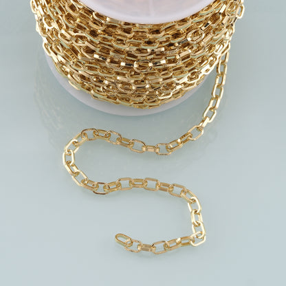 Gold Paper Clip Chain,18K Gold Filled Oval Chain for Necklace Bracelet DIY Jewelry Making Supply