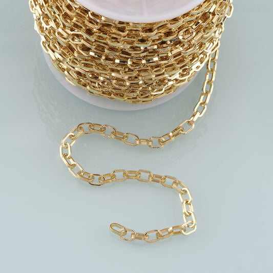 Gold Paper Clip Chain,18K Gold Filled Oval Chain for Necklace Bracelet DIY Jewelry Making Supply