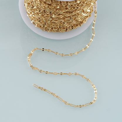 Gold Paper Clip Chain,18K Gold Filled Oval Chain for Necklace Bracelet DIY Jewelry Making Supply