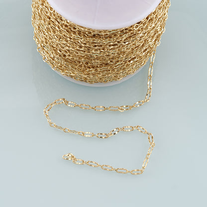 Gold Paper Clip Chain,18K Gold Filled Oval Chain for Necklace Bracelet DIY Jewelry Making Supply