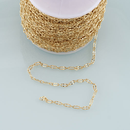Gold Paper Clip Chain,18K Gold Filled Oval Chain for Necklace Bracelet DIY Jewelry Making Supply
