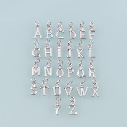 Gold letter Charms,18K Gold Filled letter Pendant,CZ Micro Pave Initial Charm Bracelet Necklace for DIY Jewelry Making Supply