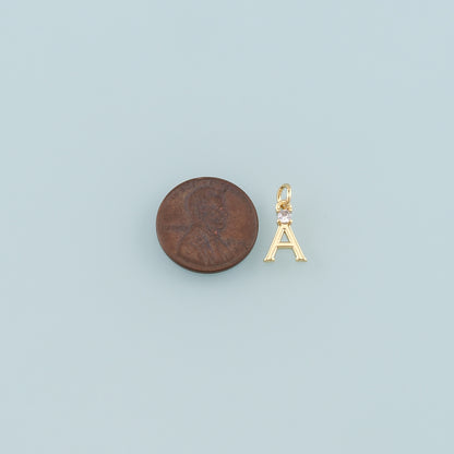 Gold letter Charms,18K Gold Filled letter Pendant,CZ Micro Pave Initial Charm Bracelet Necklace for DIY Jewelry Making Supply