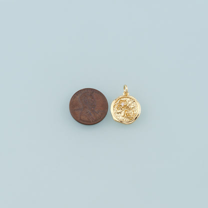Gold Flower Charms,18K Gold Filled Flower Pendant,CZ Micro Pave Flower Charm Bracelet Necklace for DIY Jewelry Making Supply