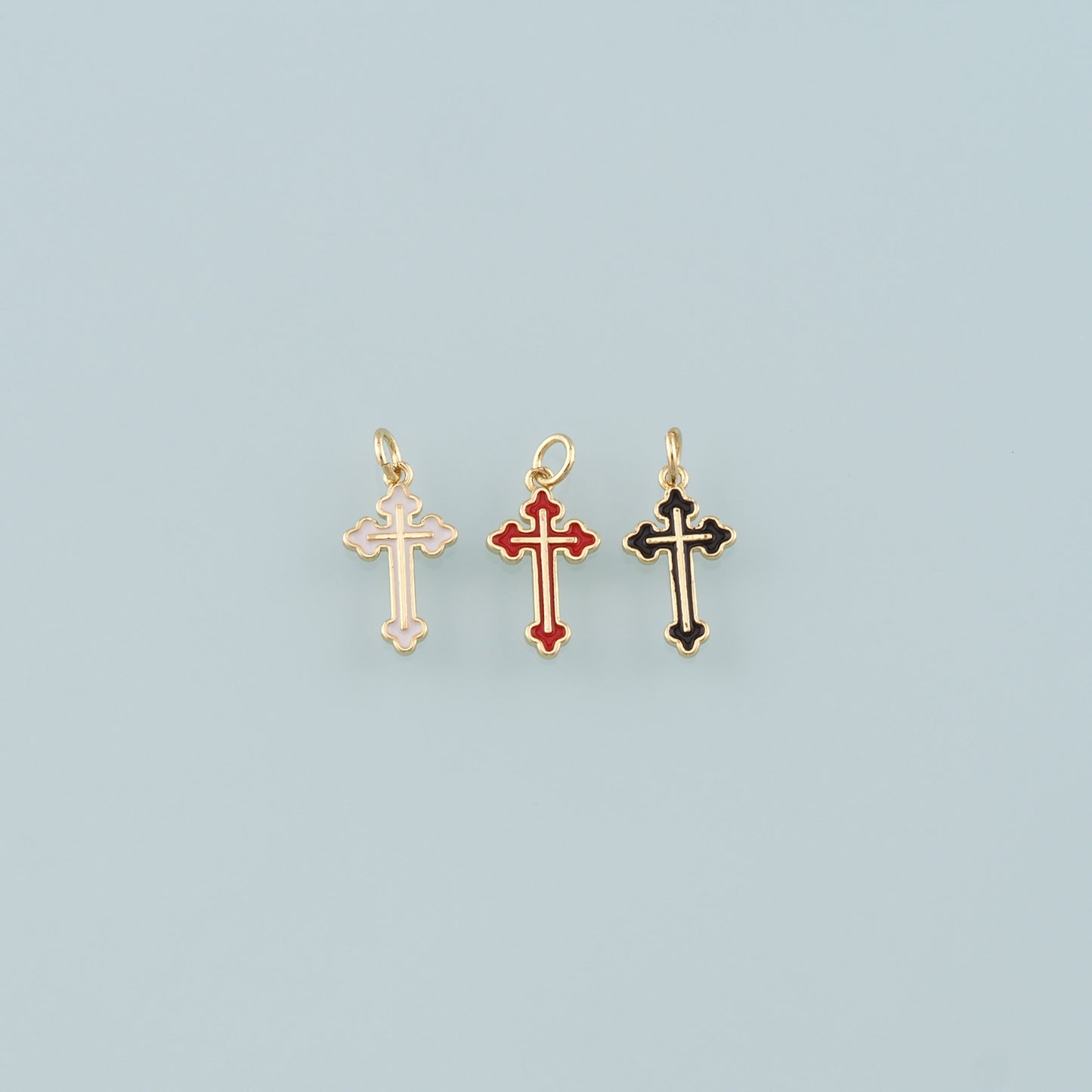Gold Cross Charms,18K Gold Filled Cross Pendant,Enamel Religion Charm Bracelet Necklace for DIY Jewelry Making Supply