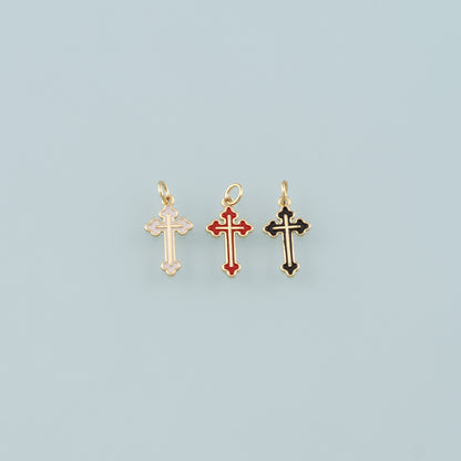 Gold Cross Charms,18K Gold Filled Cross Pendant,Enamel Religion Charm Bracelet Necklace for DIY Jewelry Making Supply