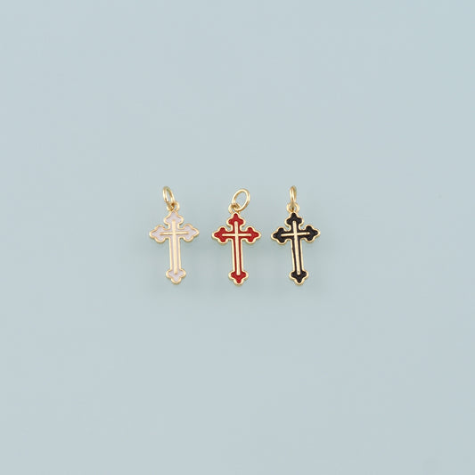 Gold Cross Charms,18K Gold Filled Cross Pendant,Enamel Religion Charm Bracelet Necklace for DIY Jewelry Making Supply